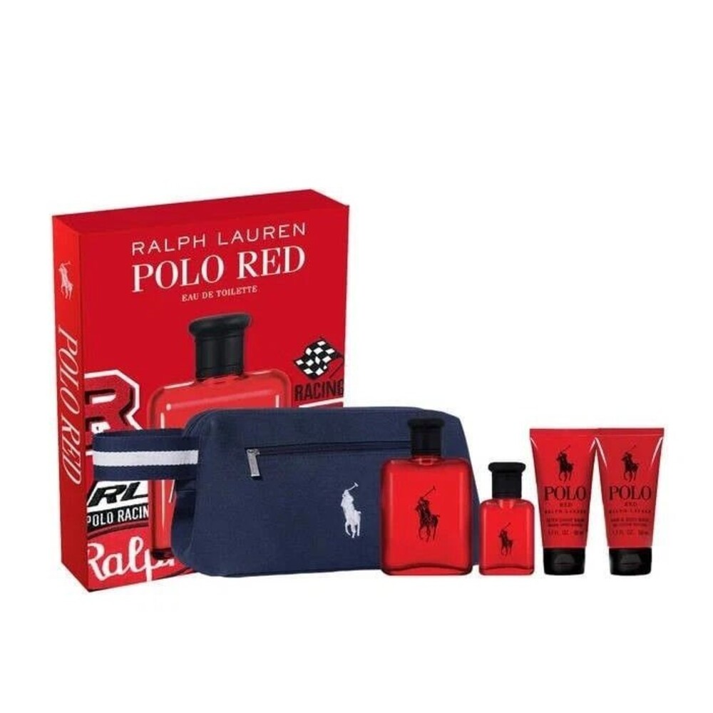 Ralph Lauren Men's Polo Red Cologne Gift Set Full Size Cologne Travel Kit NEW
